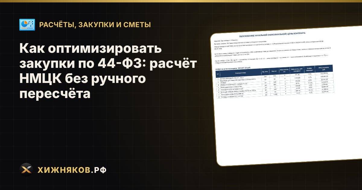 Как оптимизировать закупки по 44-ФЗ: расчёт НМЦК без ручного пересчёта