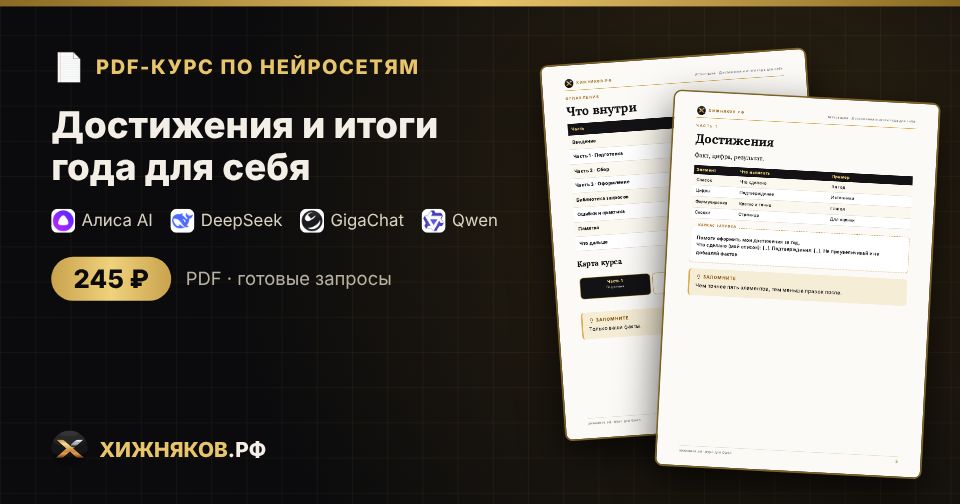 Достижения и итоги года для себя: как сделать с помощью нейросети — пошагово, с готовыми запросами