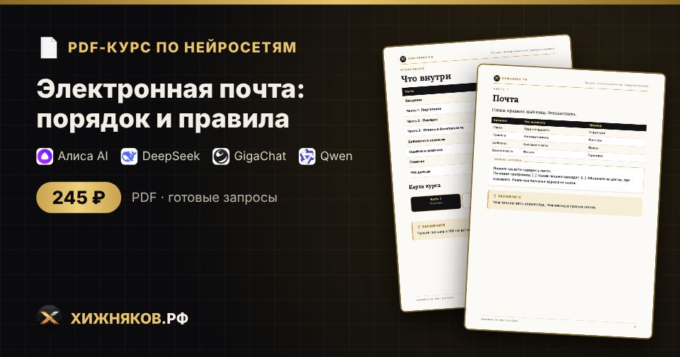 Электронная почта: порядок и правила: как сделать с помощью нейросети — пошагово, с готовыми запросами