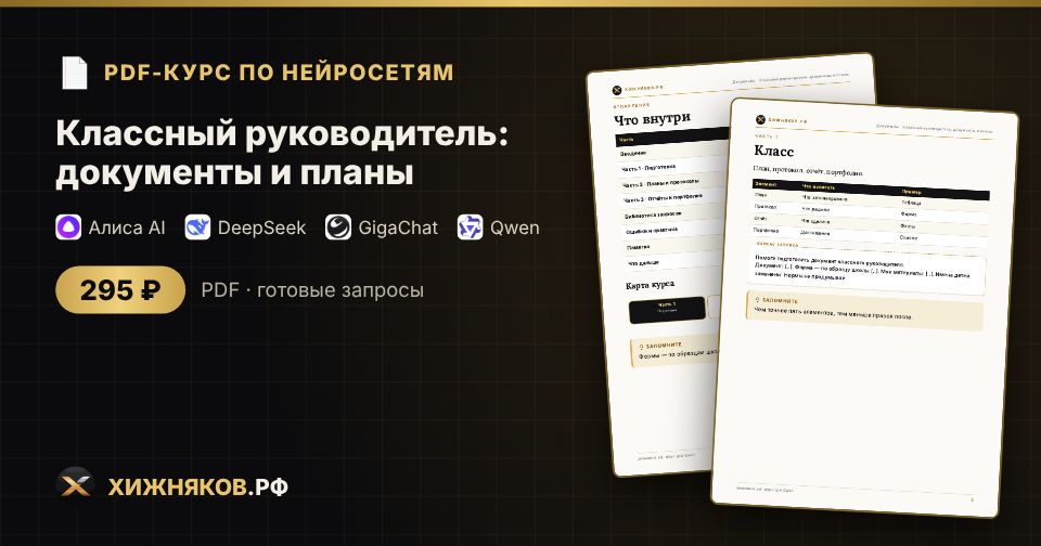 Классный руководитель: документы и планы: как сделать с помощью нейросети — пошагово, с готовыми запросами