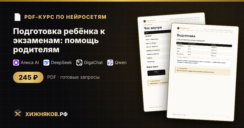 Подготовка ребёнка к экзаменам: помощь родителям: как сделать с помощью нейросети — пошагово, с готовыми запросами