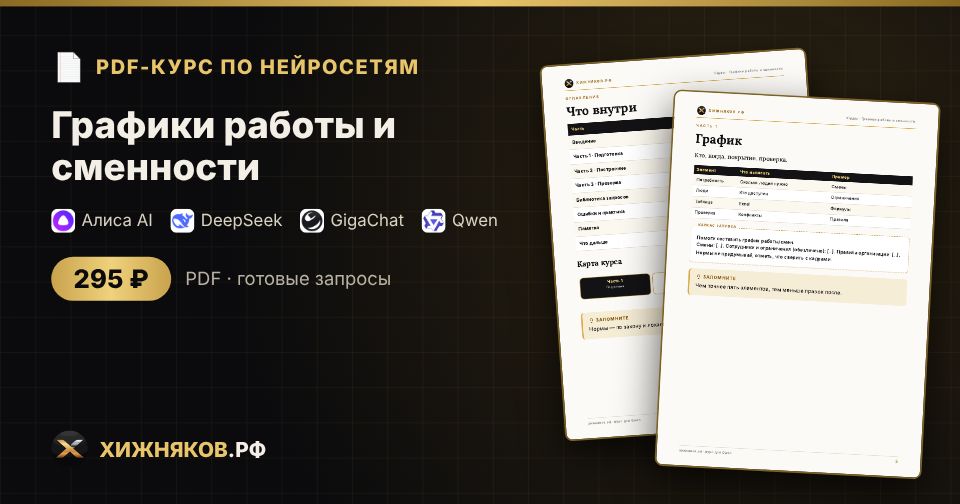 Графики работы и сменности: как сделать с помощью нейросети — пошагово, с готовыми запросами