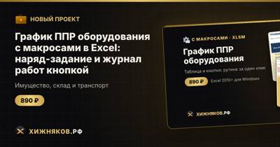 График ППР оборудования с макросами в Excel: наряд-задание и журнал работ кнопкой