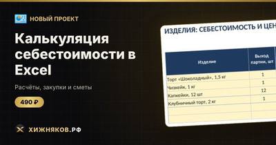 Калькуляция себестоимости в Excel