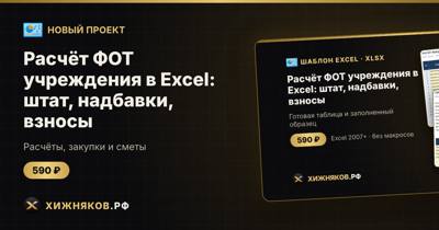Расчёт ФОТ учреждения в Excel: штат, надбавки, взносы