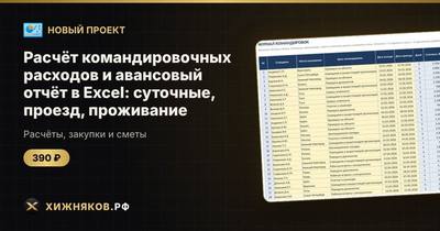 Расчёт командировочных расходов и авансовый отчёт в Excel: суточные, проезд, проживание