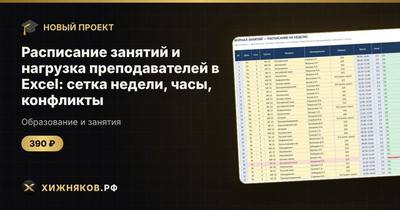 Расписание занятий и нагрузка преподавателей в Excel: сетка недели, часы, конфликты