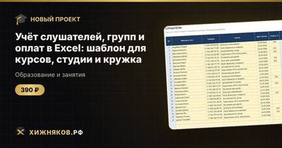 Учёт слушателей, групп и оплат в Excel: шаблон для курсов, студии и кружка